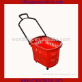 45L 4 Wheels Plastic Handheld Shopping Basket for Supermarket